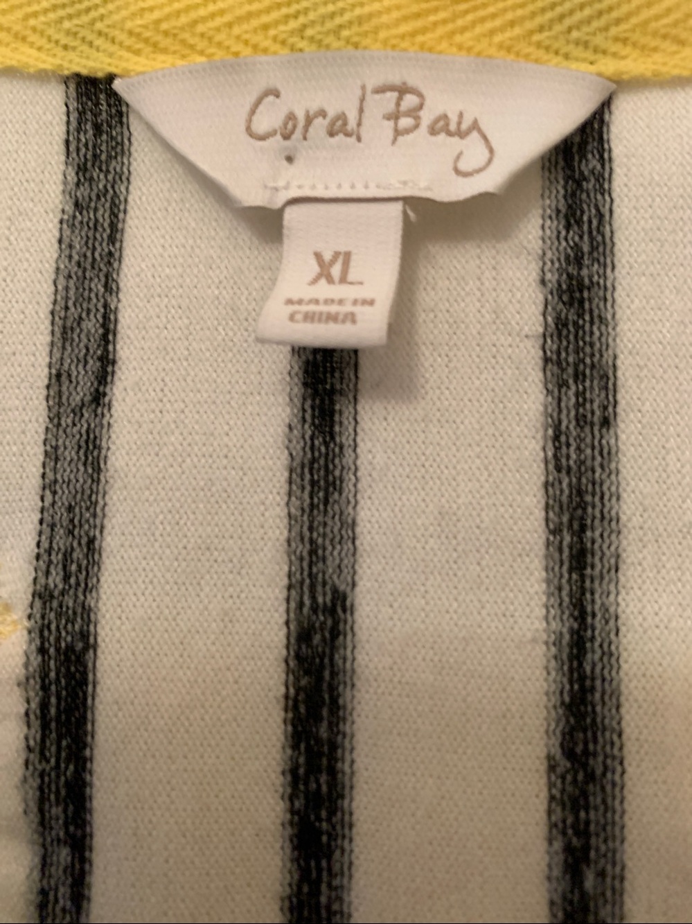 Coral Bay White Top with Black Stripes and Yellow Accents - Picture 5 of 7